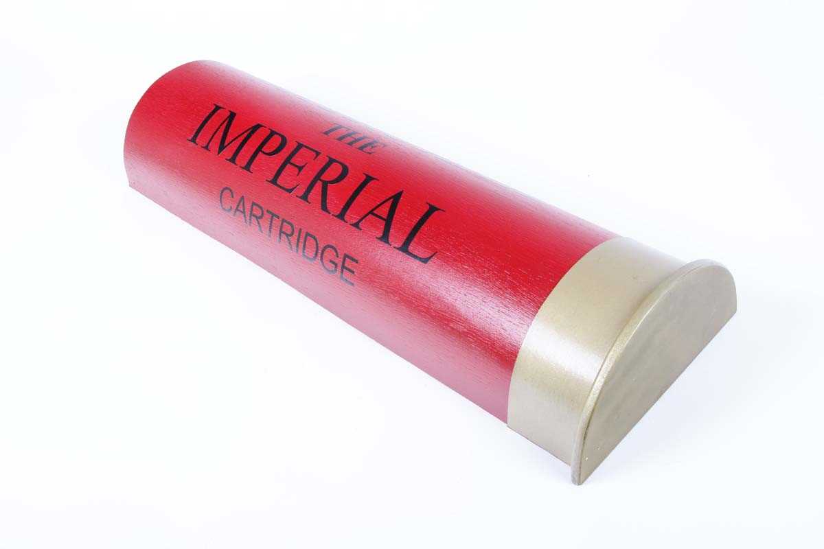 A good quality reproduction cartridge sign for Churchill The Imperial, length 24½ ins - Image 2 of 3