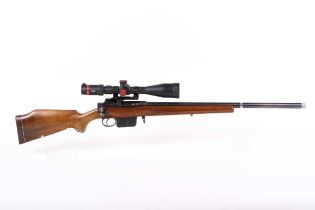 Ⓕ (S1) 7.62mm (Nato) Parker Hale Enfield T4 bolt-action rifle, 26 ins heavy barrel, screw-cut for