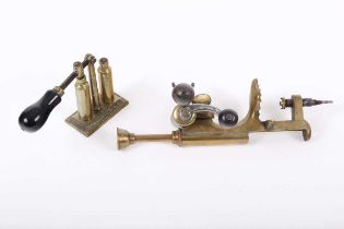 12 bore Combined brass table loader by Eley and brass 12 bore capper decapper