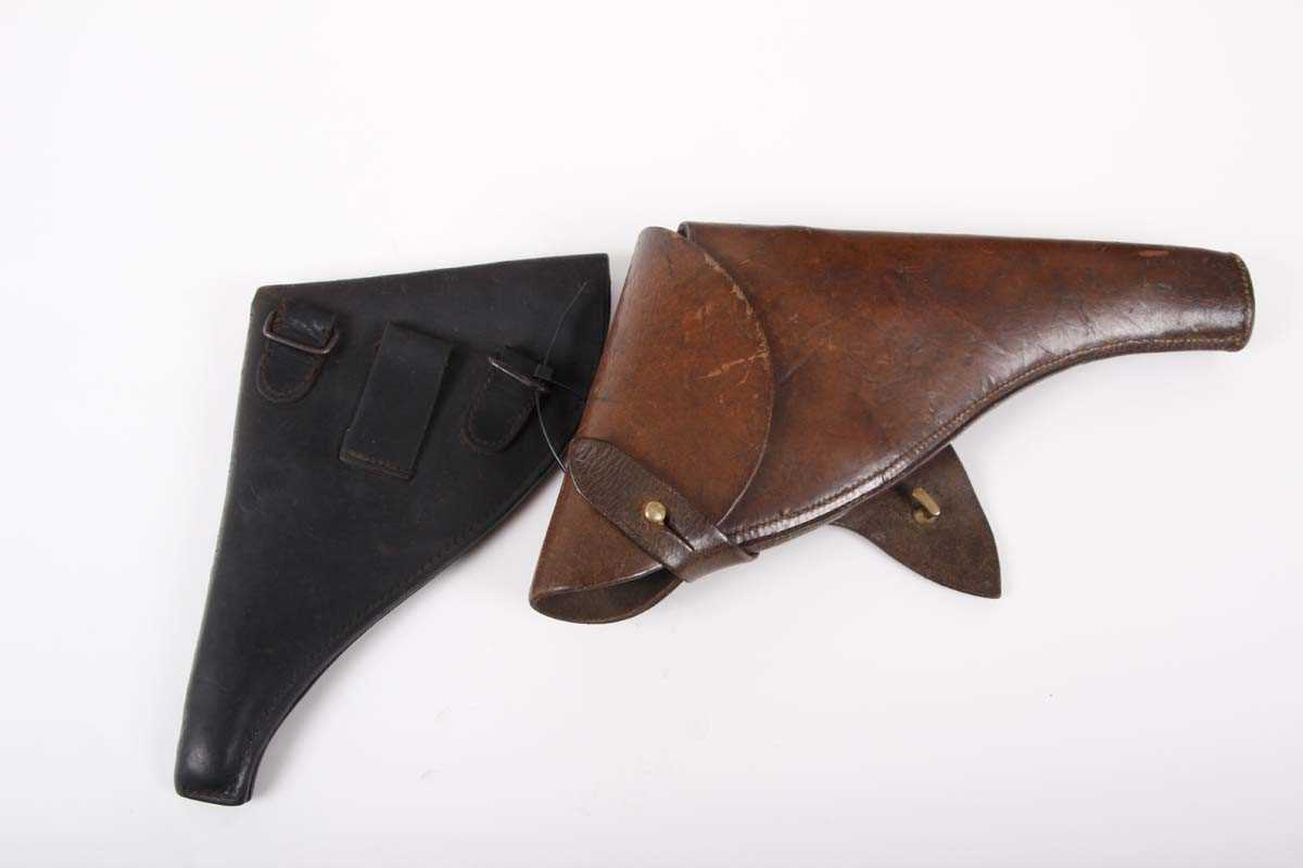 A leather holster for Webley Service revolver, dated 1916, together with another black leather - Image 2 of 2