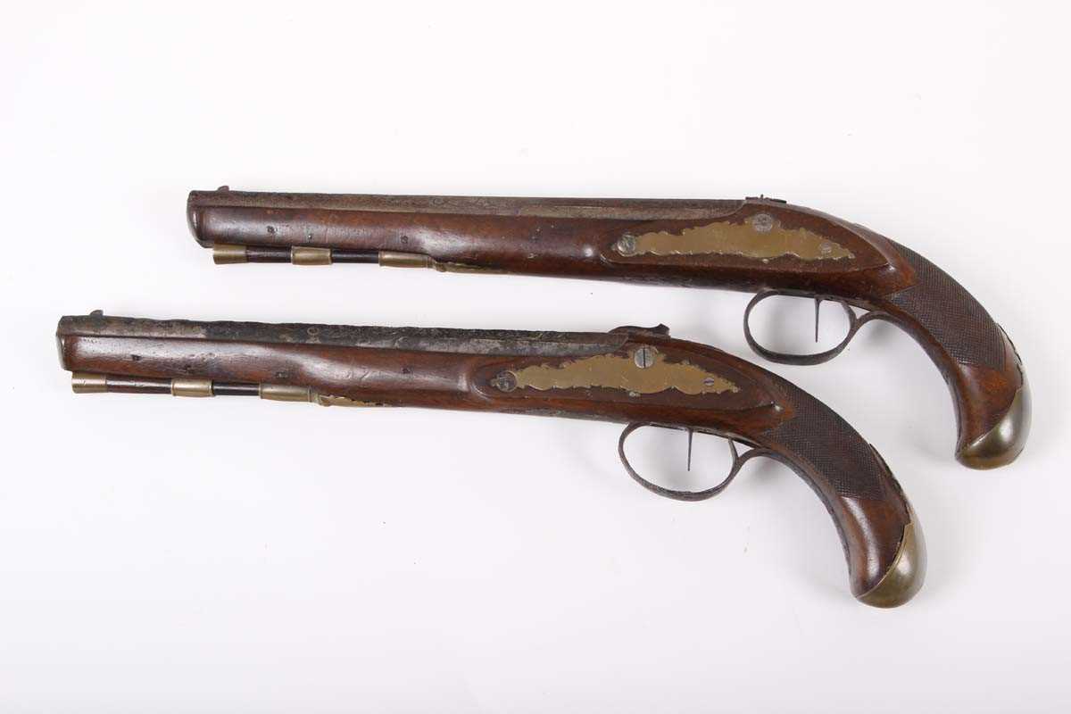 (S58) A pair of 40 bore German percussion pistols by Johann Andreas Kuchenreuter, each with a 9½ ins - Image 6 of 12
