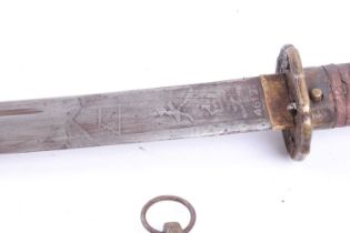 Katana with 26½ ins blade, indistinctly etched and numbered 46127, in scabbard