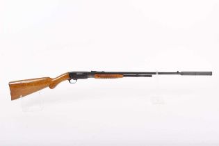 Ⓕ (S1) .22 FN Browning pump-action take-down rifle, 21 ins screw-cut barrel with Parker Hale
