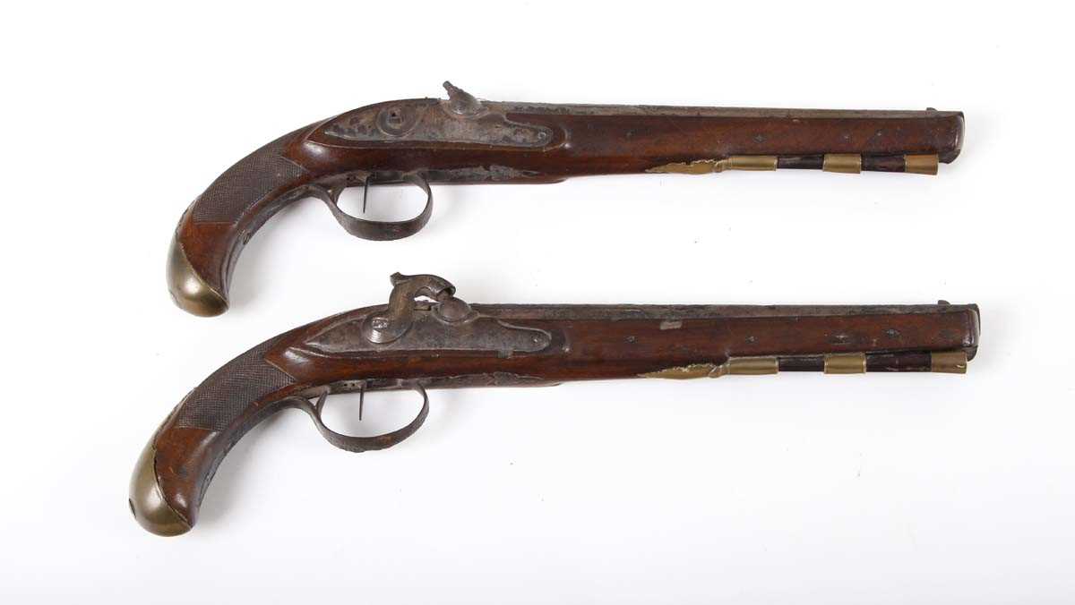 (S58) A pair of 40 bore German percussion pistols by Johann Andreas Kuchenreuter, each with a 9½ ins