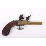 (S58) .400 Flintlock Pocket Pistol, 2½ ins brass turn off barrel, London proof marks, brass