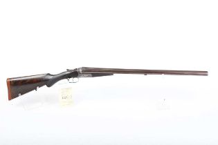 A deactivated 12 bore Lincoln Jeffries side by side shotgun, brown damascus barrels inscribed '