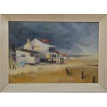 20th century British school, Kit Kat Café, Camber, oil on board, signed M.C.S. gallery note to the