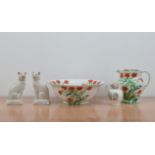 A collection of English ceramics, comprising a wash bowl and jug by Maling of Newcastle, with a