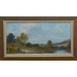 A pair of oil on canvases, of landscape scenes, signed T. Hali, both framed and glazed, frames sizes