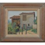 *Gordon Davies (British 1926-2007), Barn at Barga, oil on board, signed bottom right, framed,