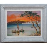 *Cecil Rochfort D'Oyly John (British 1906-1993), Riviera Sunset, oil on board, signed lower left,