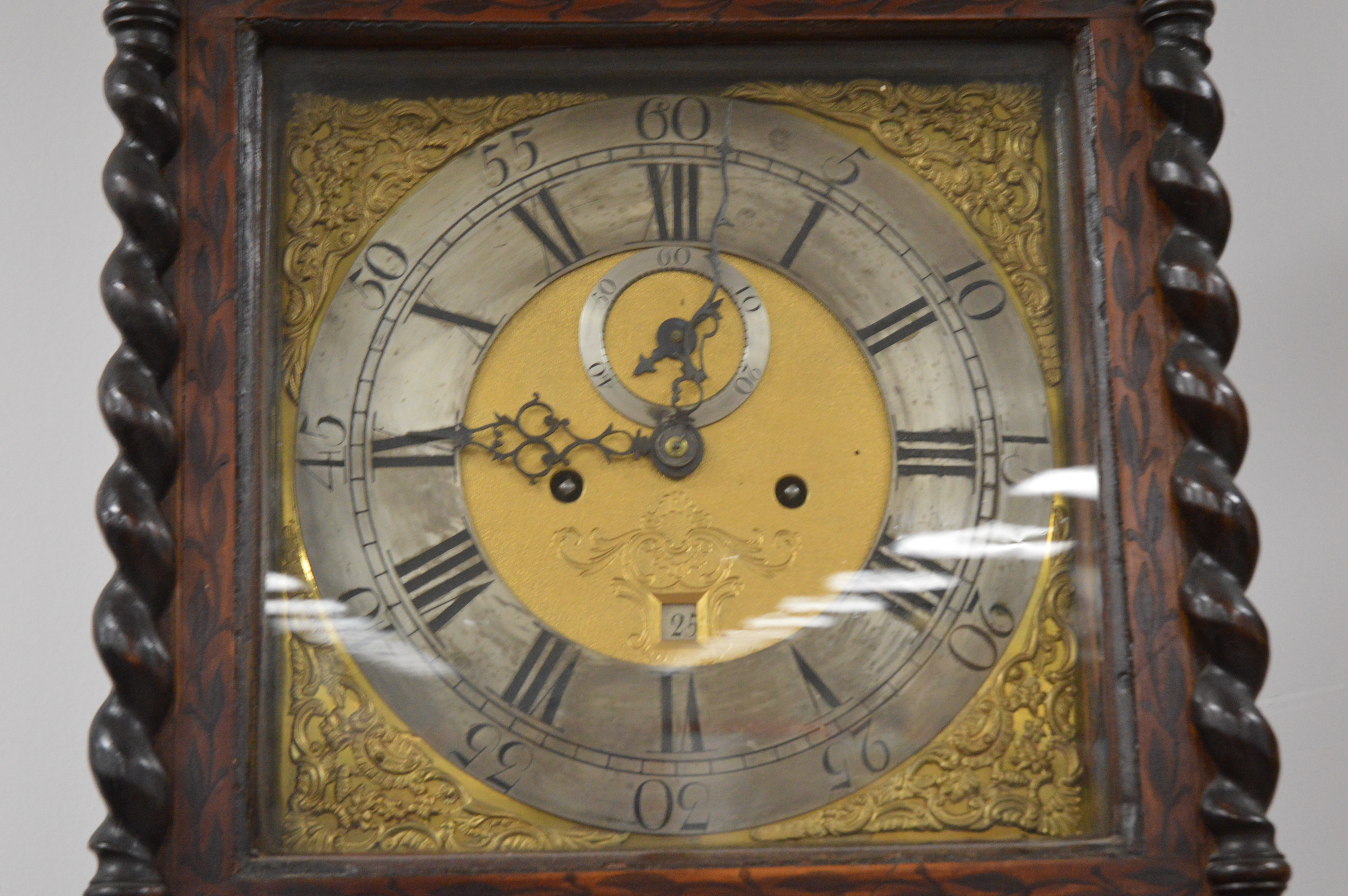 A 19th century longcase clock, mahogany case with inlaid decoration, brass and silvered dial, with - Image 2 of 2