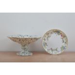 A 19th century transfer printed plate stand, forget me not' pattern, printed mark to the