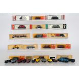 British Outline N Gauge Goods Wagons and Diesel Shunter, various examples, in various liveries,