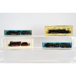 Continental Outline N Gauge Steam Locomotives and Tenders, four boxed/cased examples, Rivarossi,