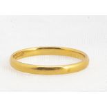 A 22ct gold wedding band, of D shape, ring size M, dated Birmingham 1949 2mm 2g