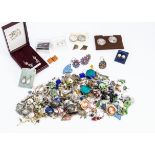 A quantity of earrings, some gem set, others in silver and hardstones, a quantity