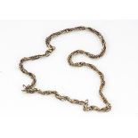 A 9ct gold oval textured link necklace, with snap clasp, 22.5cm together, 20g