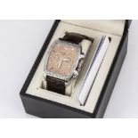 A modern Diamond & Co stainless steel quartz wristwatch, 39mm wide and 50mm high, set with