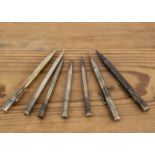 Seven silver retractable pencils by Mordan, AF, including a couple of Everpoint's and others (7)