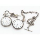 Two antique silver open faced pocket watches, one Victorian example with loose glass and on silver