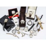 A collection of watches, including several modern fashion watches, two Victorian and later silver