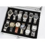 A group of twelve Seiko wristwatches, various designs and including automatic, Kinetic and quartz