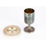 Two modern items of silver, including an Irish silver liquor goblet, Dublin 1968, 10.5cm high and