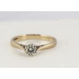 A diamond solitaire dress ring, brilliant cut in claw setting in 9ct gold, ring size Q, central