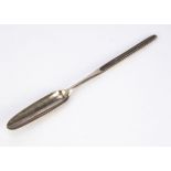 A George III silver marrow scoop, 24cm long and 1.7 ozt, London 1775, possibly marked JW