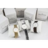 Three modern Skagen quartz slimline wristwatches, each boxed