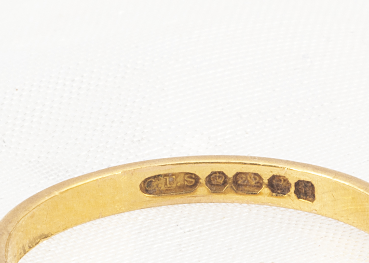 A 22ct gold wedding band, D shaped, ring size M, 2mm wide, 2.1g - Image 2 of 2