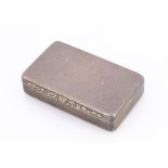 A Victorian silver snuff box by Edward Smith, 2.6 ozt and 7.2cm, worn