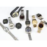 A group of digital and quartz wristwatches, AF, makes such as Zeon and Seiko and more