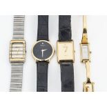 Four modern fashion wristwatches, including two by Raymond Weil, a stainless steel and gilt