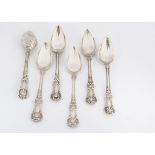 A set of six American grapefruit spoons from Tiffany & Co, King's pattern style, 7.16 ozt, c1930s