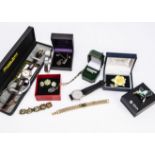 A collection of silver, watches and costume jewellery, including a silver and quartz set, Irish