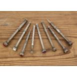 Eight Victorian and later retractable silver and silver plated pencils, AF, various styles but