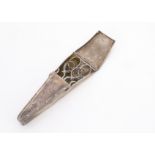An Edwardian silver scissor case, 16.5cm long, the wedge shaped box with hinged cover opening to