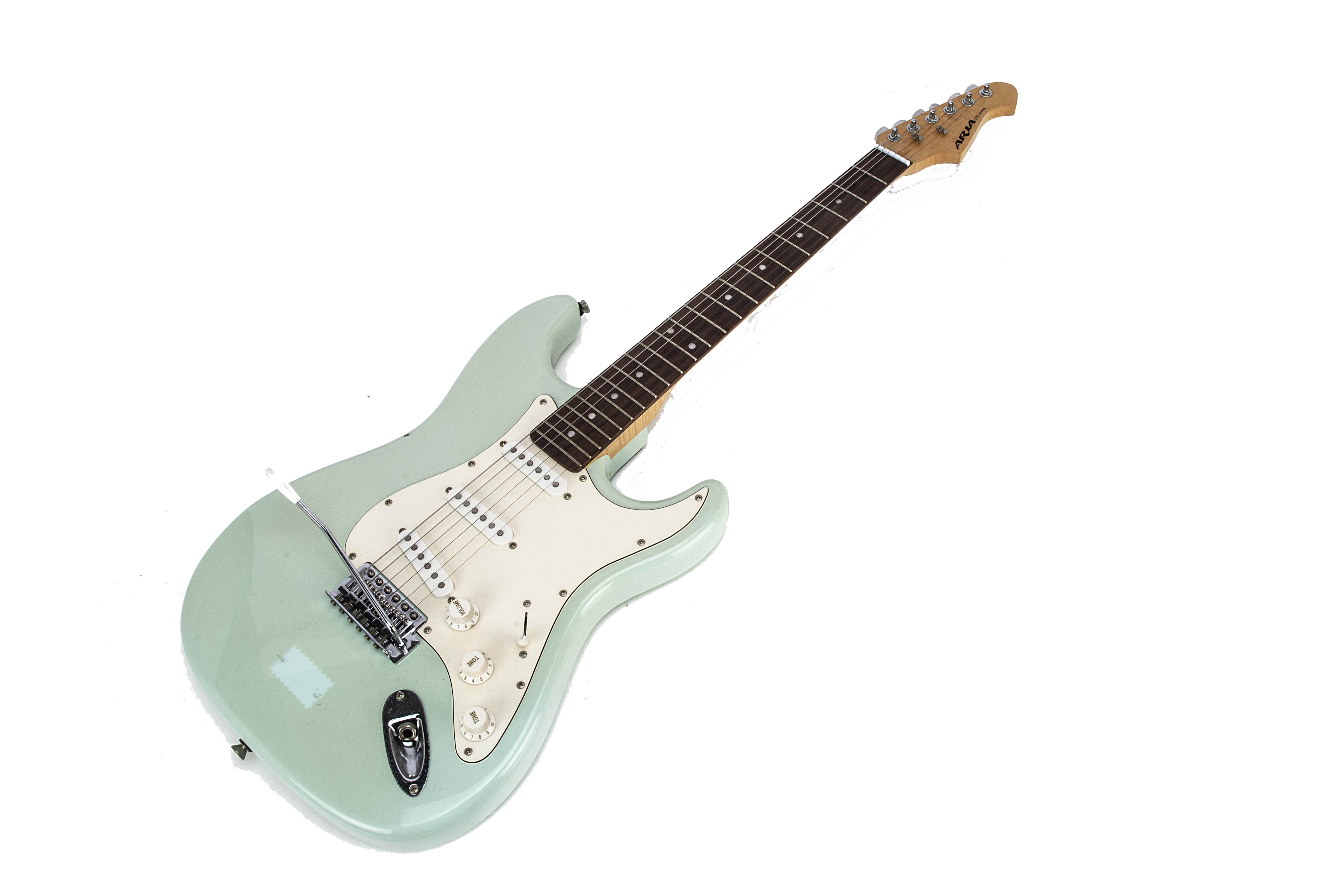 Electric Guitar / Rocktron Combo, an Aria STG-series Electric Guitar, light blue with sticker