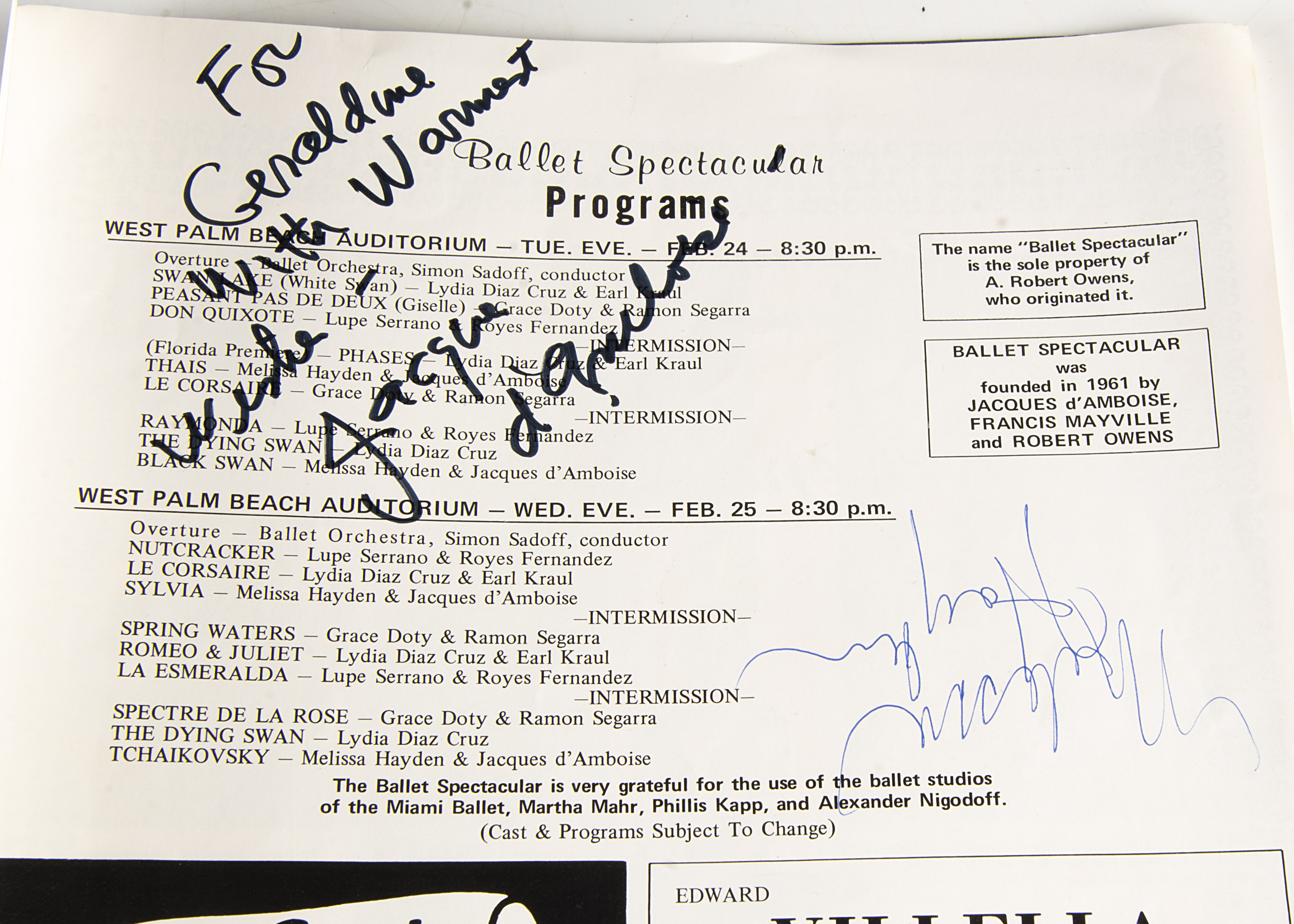 Rudolf Nureyev / Jacques D'Amboise / Bolshoi Signatures plus, a number of Ballet related - Image 5 of 5