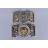 Two Victorian bi-metal belt buckles, one for the 96th Regiment of Foot, the other for The Manchester