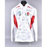 England 2003 Rugby World Cup Winners signed shirt, comprising are Iain Balshaw, Ben Cohen, Josh