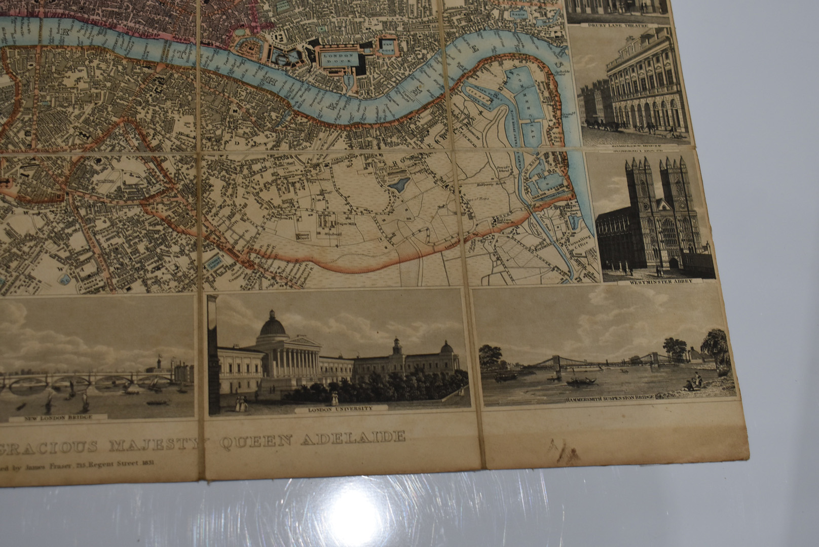 Fraser's Panoramic Plan of London, published by James Fraser 1831, engraved map by Josiah Neele, - Image 6 of 8