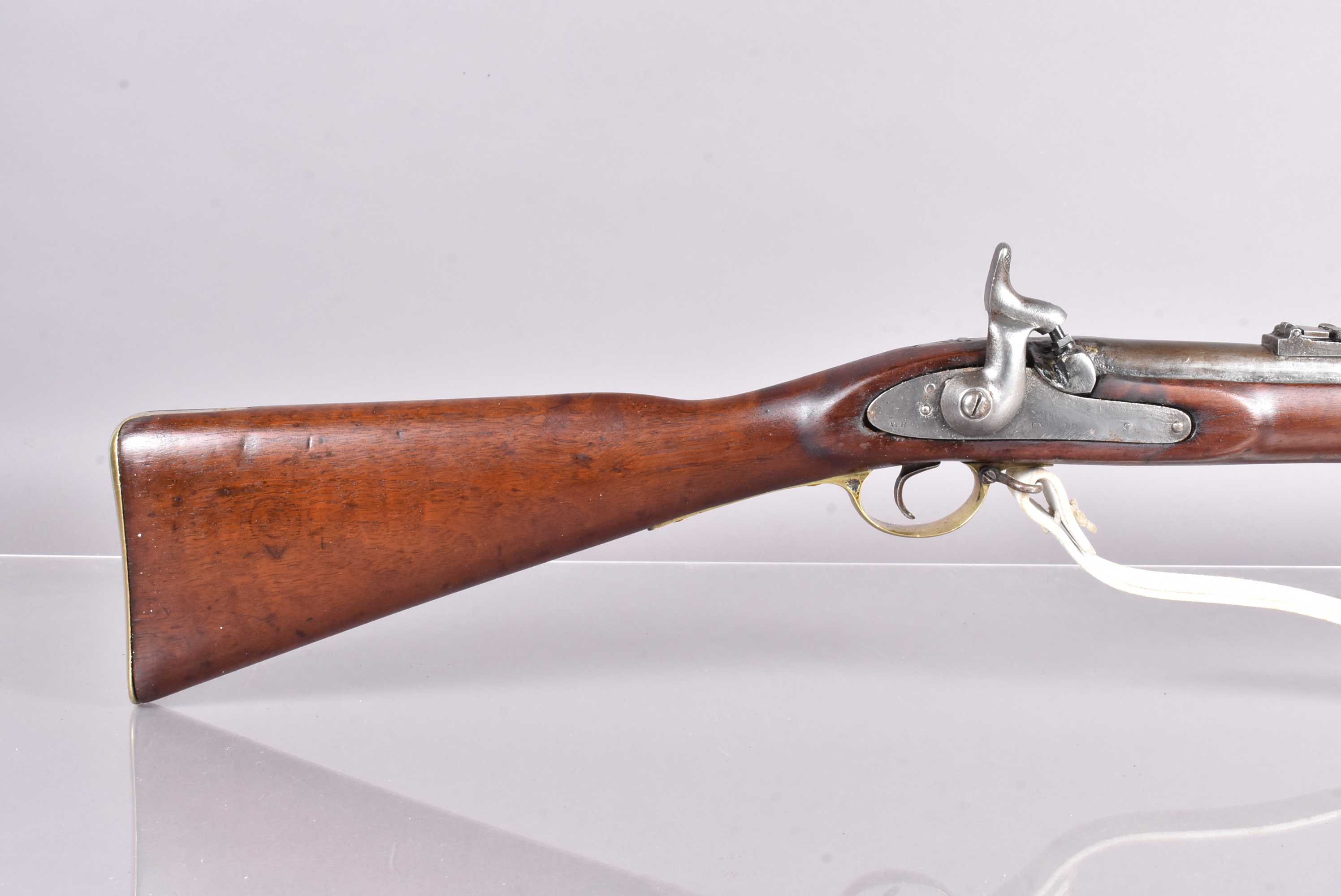 A Victorian Enfield Percussion Cap musket, dated 1864, stamped VR to the lock plate, three band