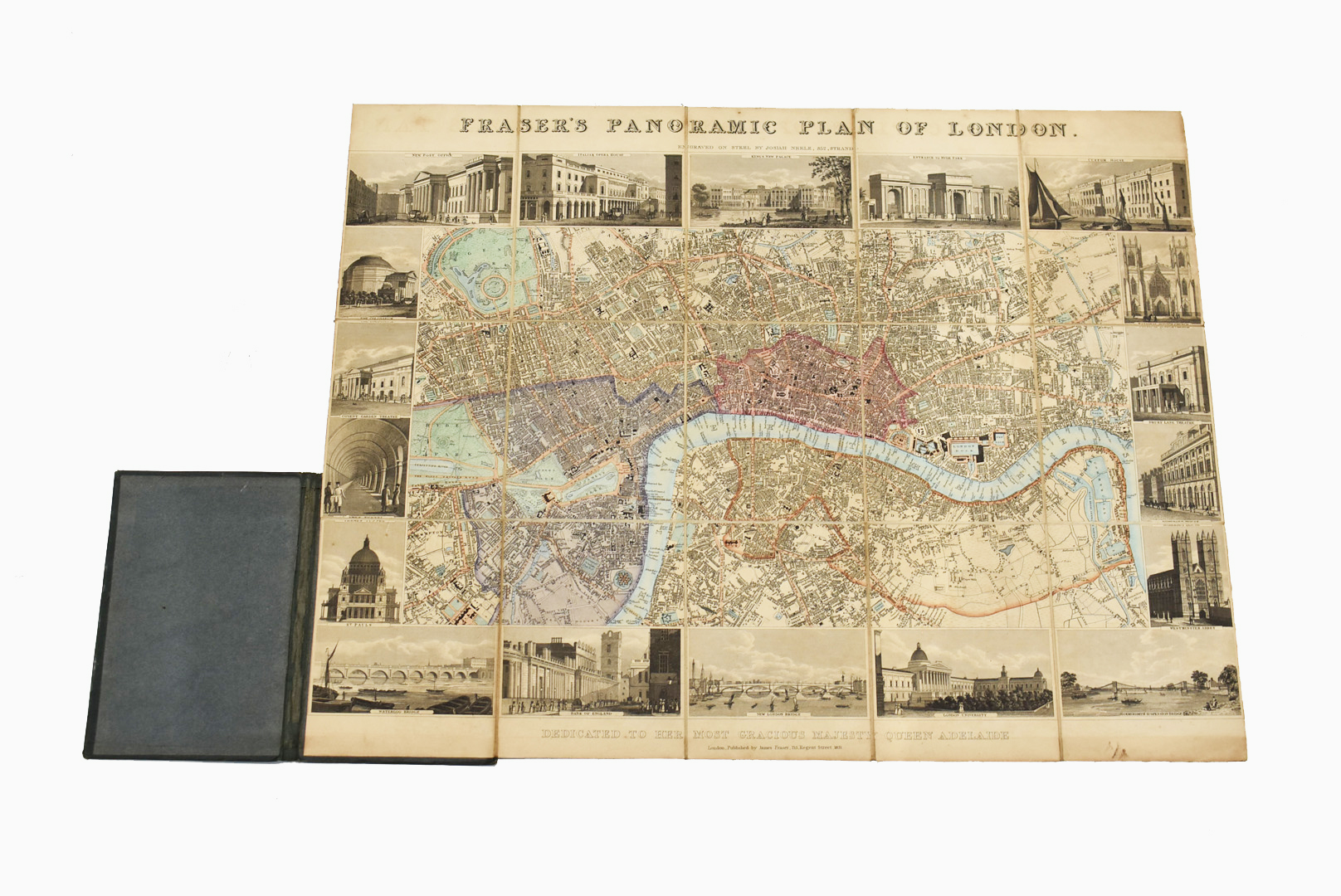 Fraser's Panoramic Plan of London, published by James Fraser 1831, engraved map by Josiah Neele,