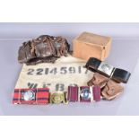 An assortment of military items, to include stable belts, including Royal Engineers, a brass belt