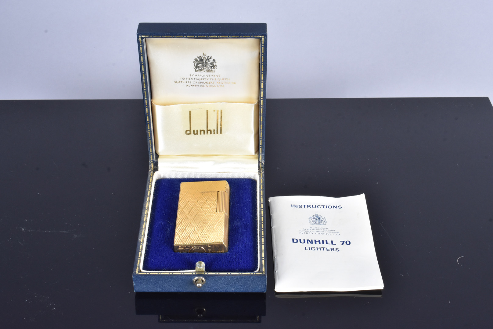 A Dunhill 70 gold plated lighter, serial CX467, also stamped C, and marked Patented, with engine - Image 6 of 6