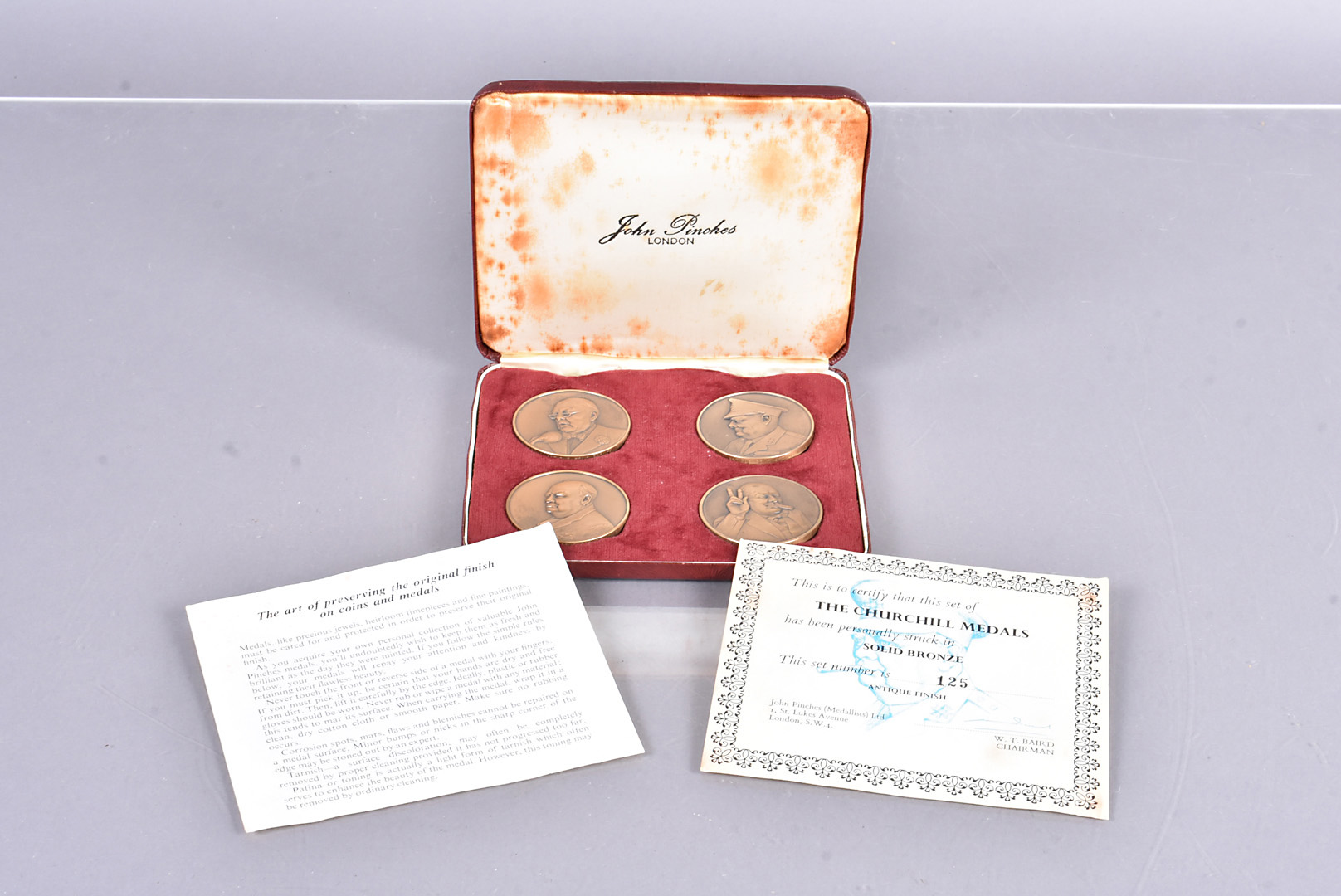 The Churchill Medals by John Pinches, struck in bronze, set number 125, in original fitted case,