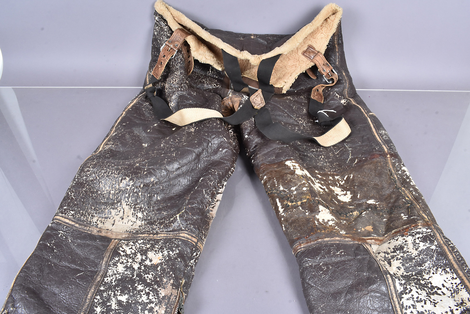 A pair of United States Air Force Type B-1 flying trousers, the leather trousers with wool lining,